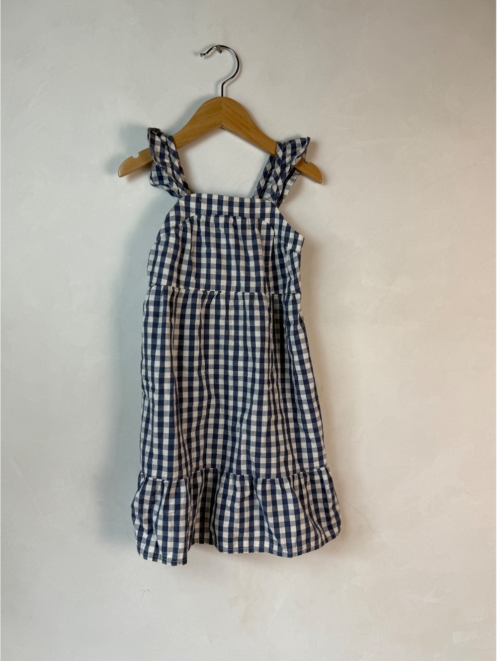 3T Girls Blue and White Gingham Ruffle Strap Dress